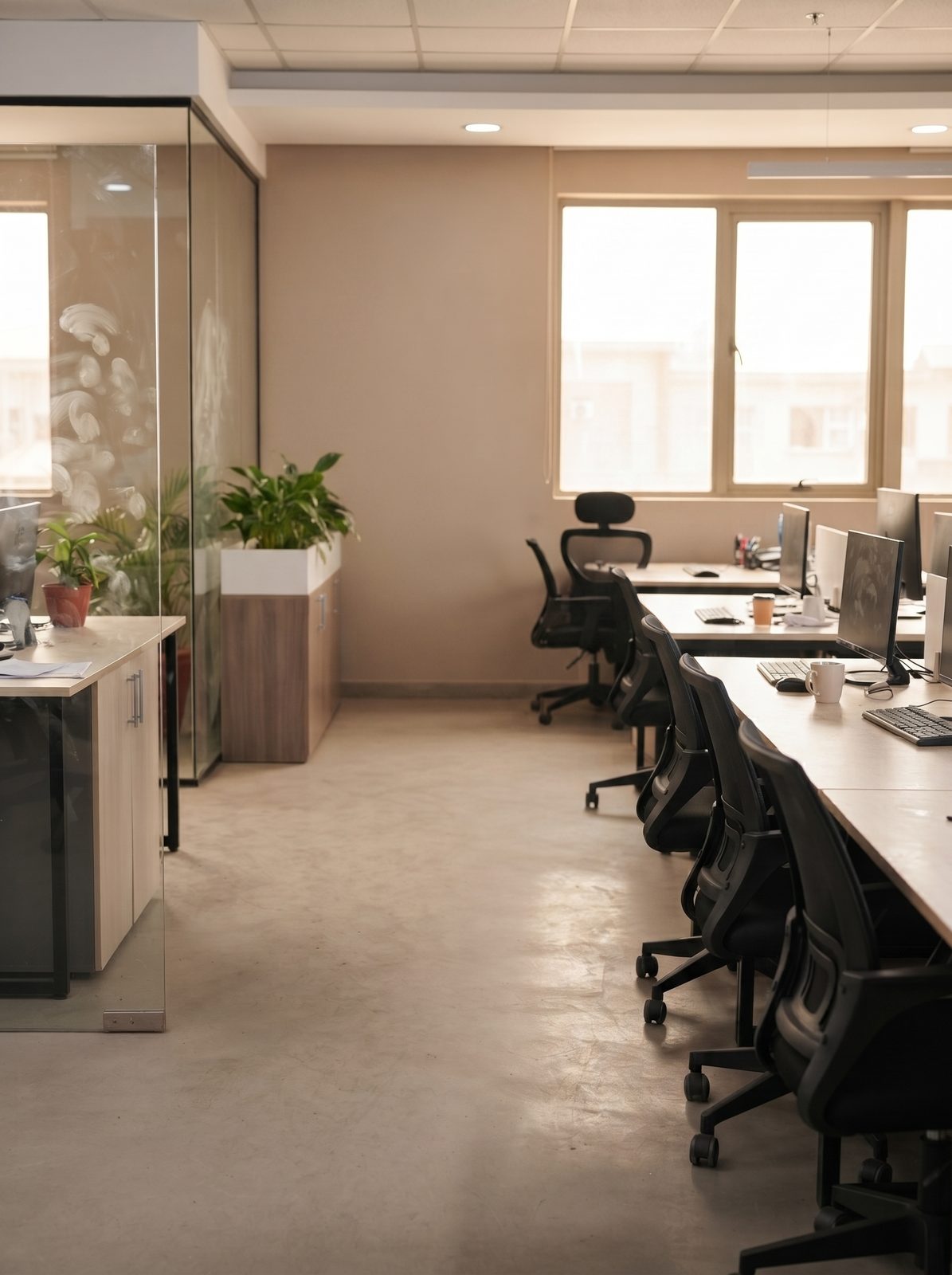 An open-plan office in Uyo left clean and tidy after a Doris Cleaning visit